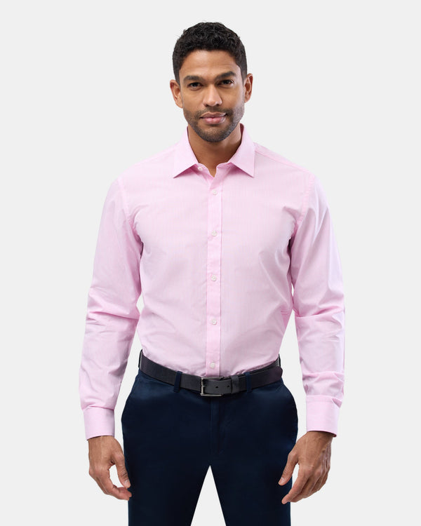 Brooksfield slim fit luxe business shirt in pink