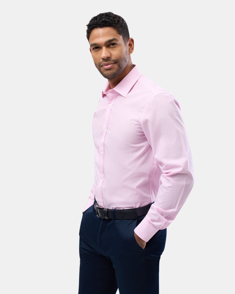 Brooksfield slim fit luxe business shirt in pink