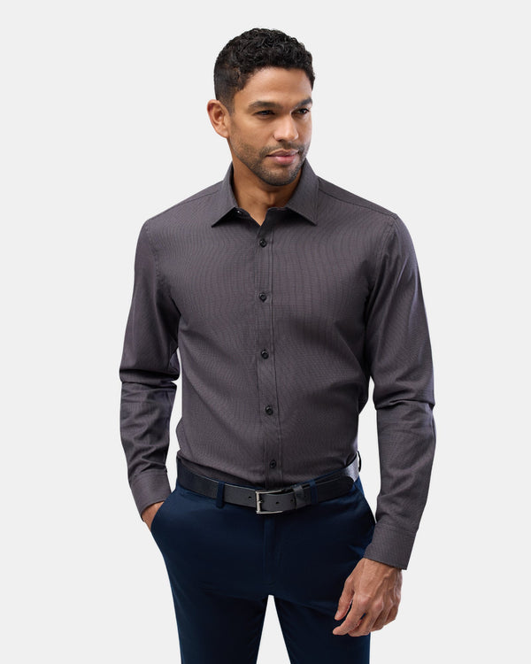 Brooksfield slim fit luxe business shirt in black