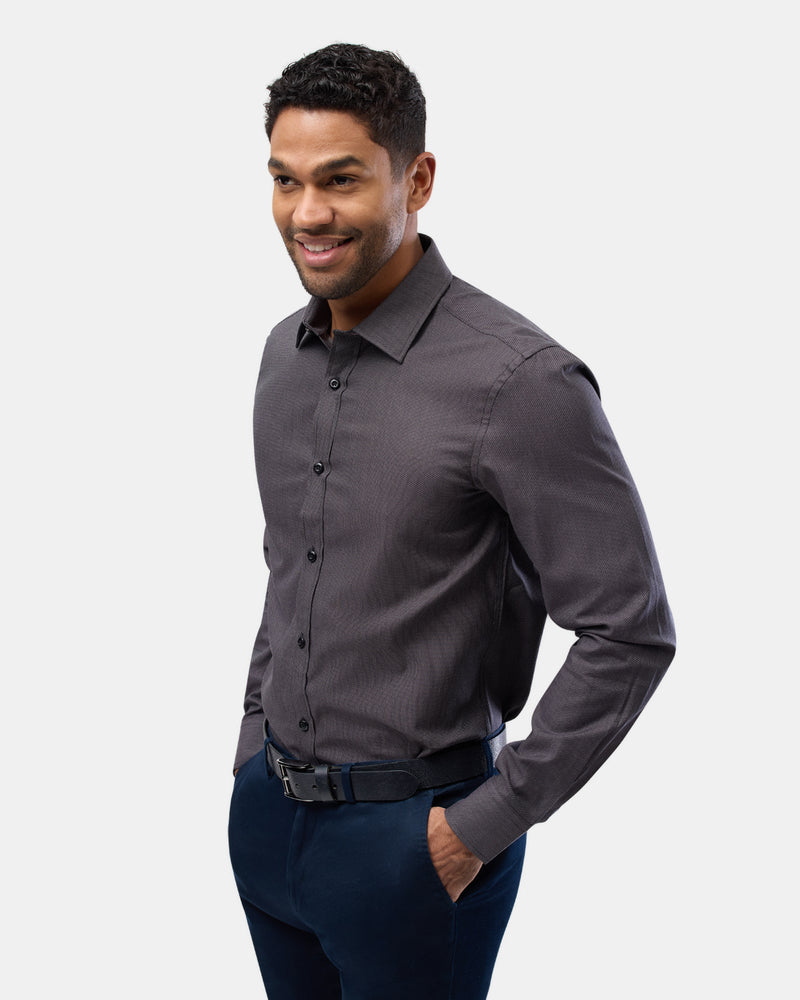 Brooksfield slim fit luxe business shirt in black