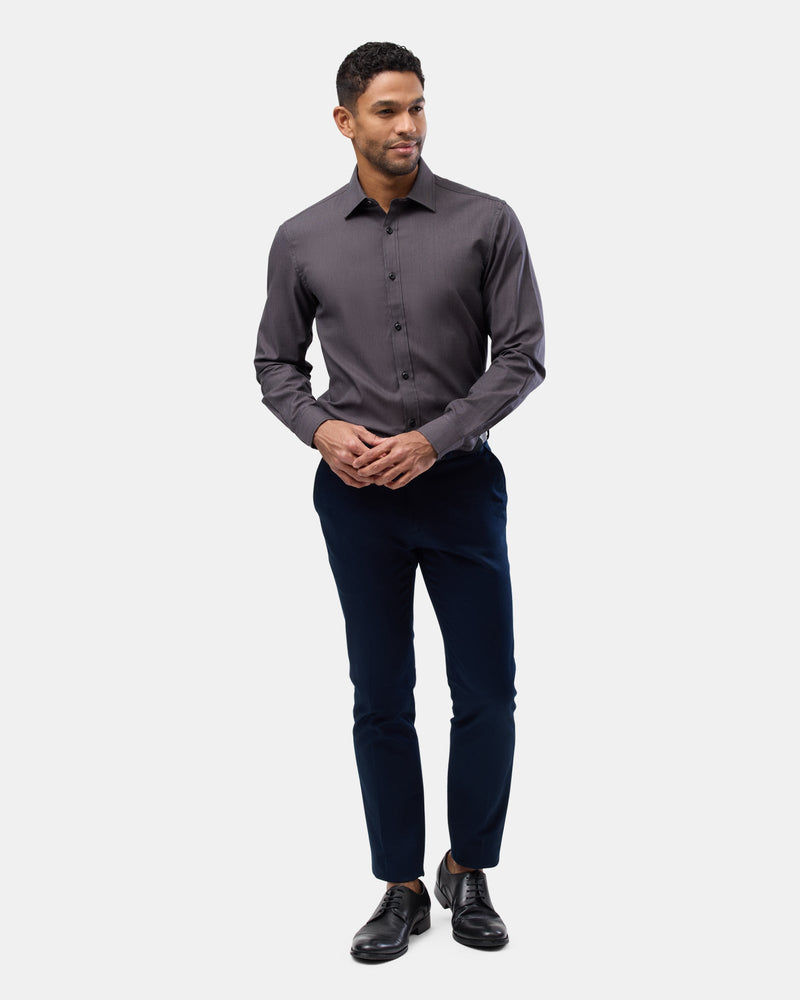 Brooksfield slim fit luxe business shirt in black