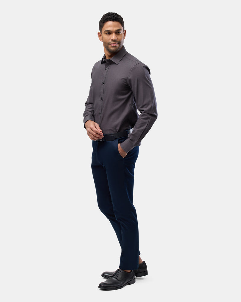 Brooksfield slim fit luxe business shirt in black