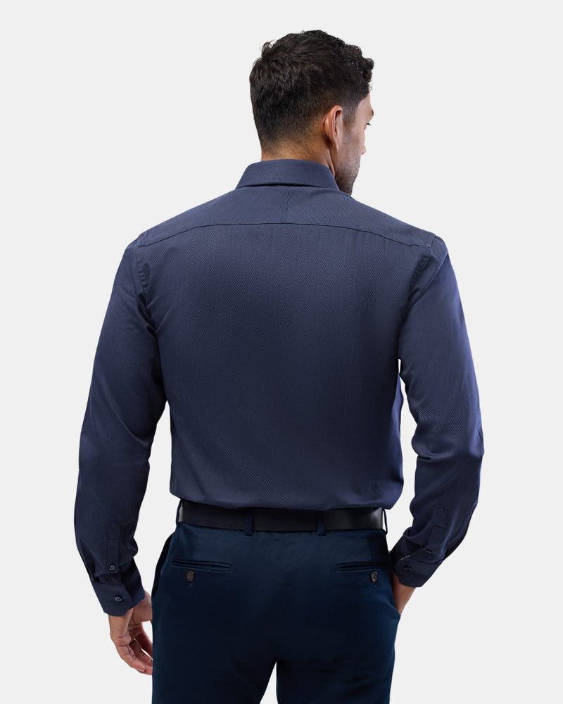 Brooksfield slim fit luxe business shirt in navy 2