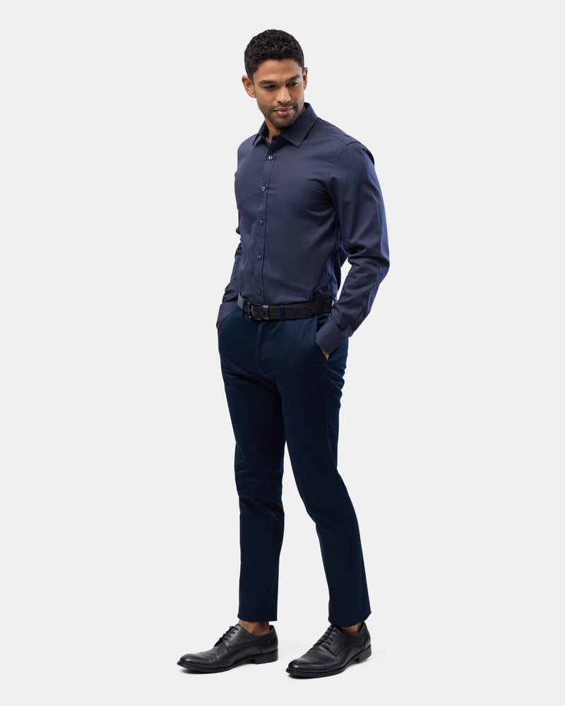 Brooksfield slim fit luxe business shirt in navy 2