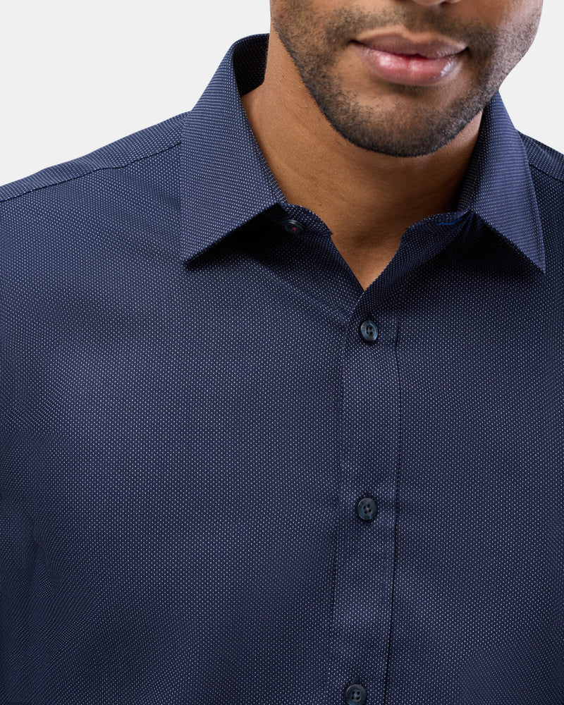 Brooksfield slim fit luxe business shirt in navy 2