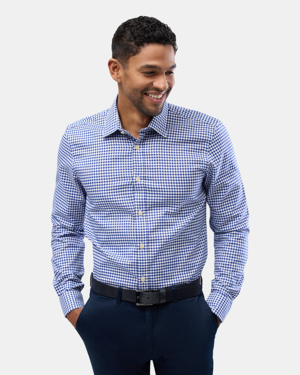 Brooksfield slim fit luxe business shirt in blue 3