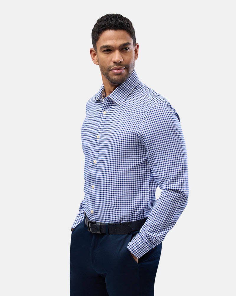 Brooksfield slim fit luxe business shirt in blue 3