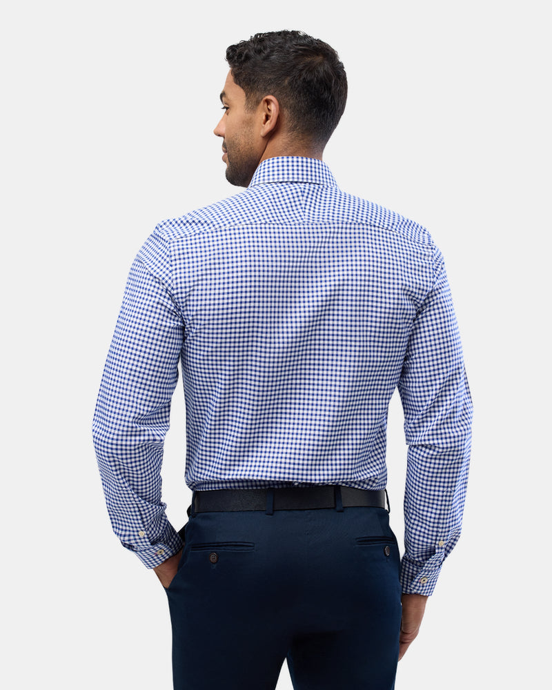 Brooksfield slim fit luxe business shirt in blue 3