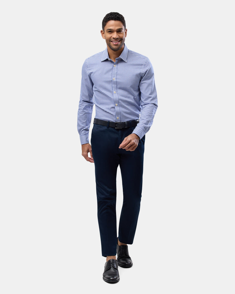 Brooksfield slim fit luxe business shirt in blue 3