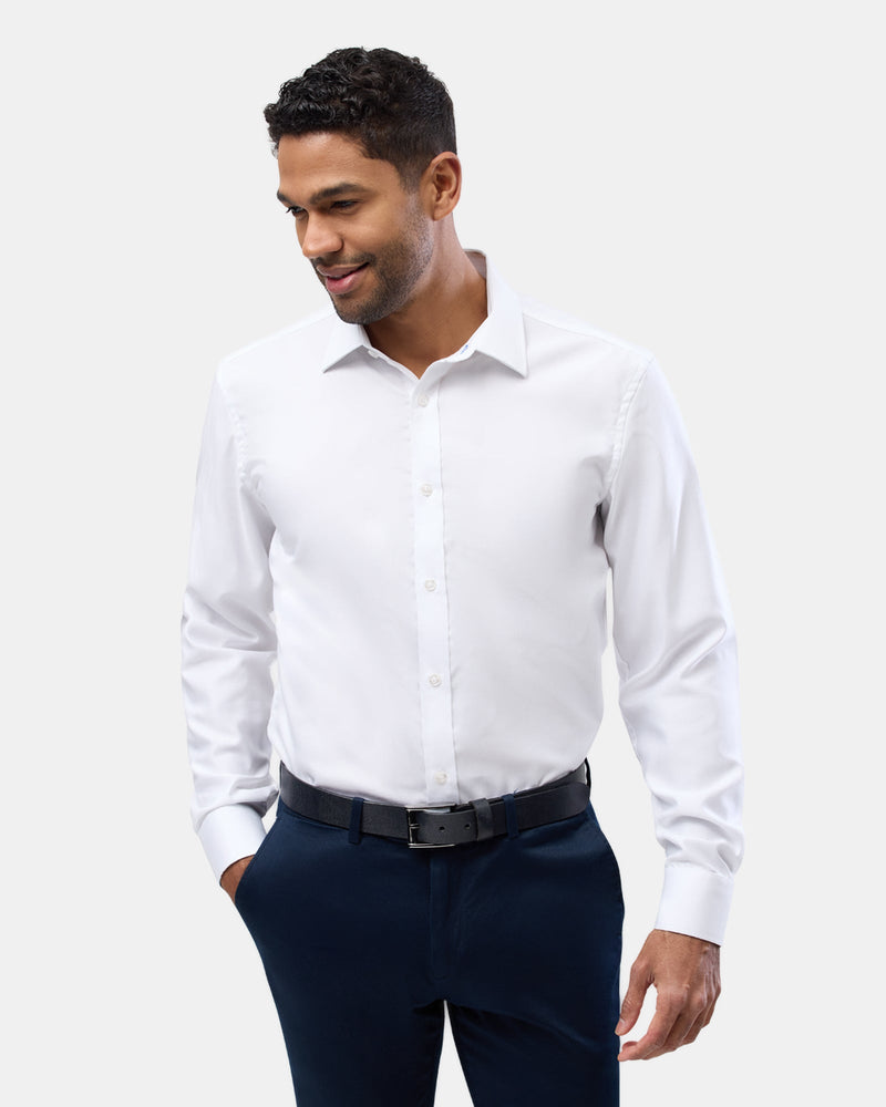 Brooksfield slim fit luxe business shirt in white