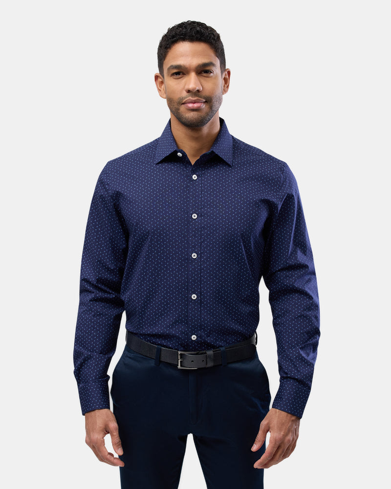 Brooksfield classic fit stretch mens shirt in navy