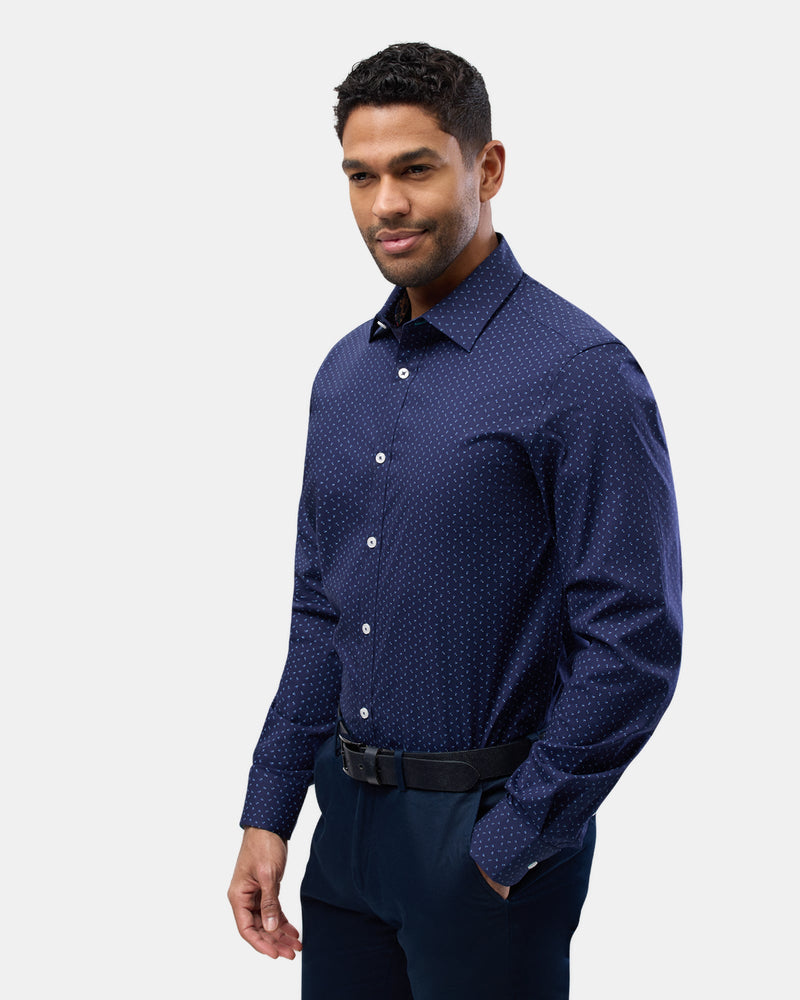 Brooksfield classic fit stretch mens shirt in navy