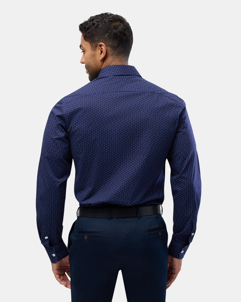 Brooksfield classic fit stretch mens shirt in navy