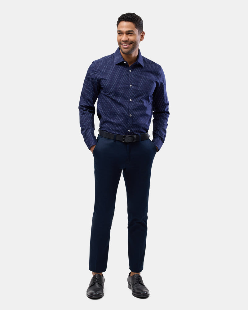 Brooksfield classic fit stretch mens shirt in navy