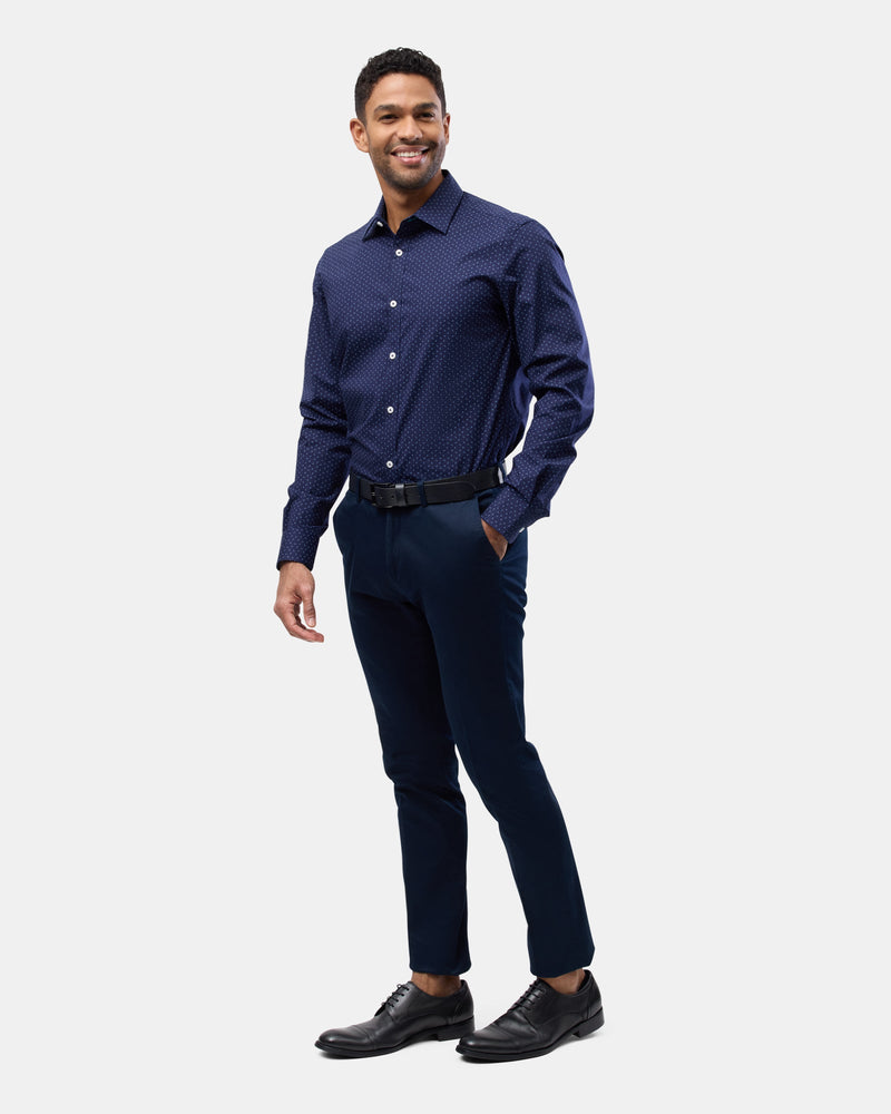 Brooksfield classic fit stretch mens shirt in navy