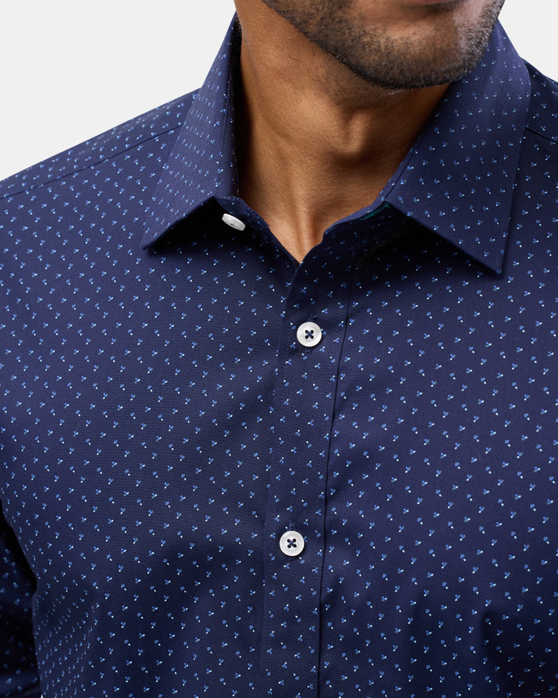 Brooksfield classic fit stretch mens shirt in navy