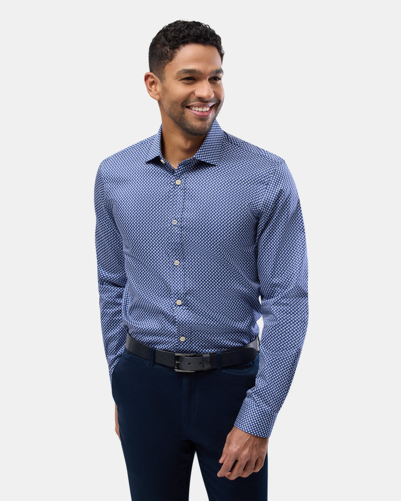 Brooksfield slim fit luxe business shirt in navy 3