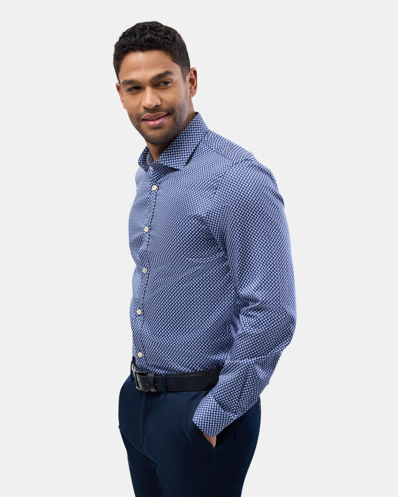 Brooksfield slim fit luxe business shirt in navy 3