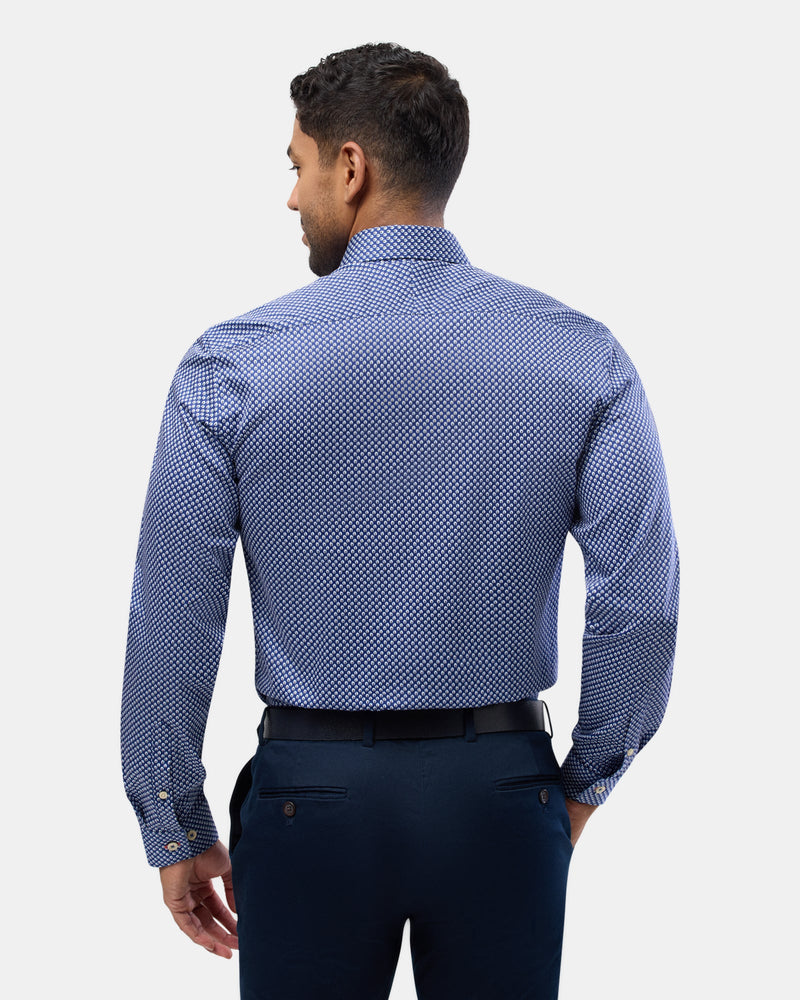 Brooksfield slim fit luxe business shirt in navy 3