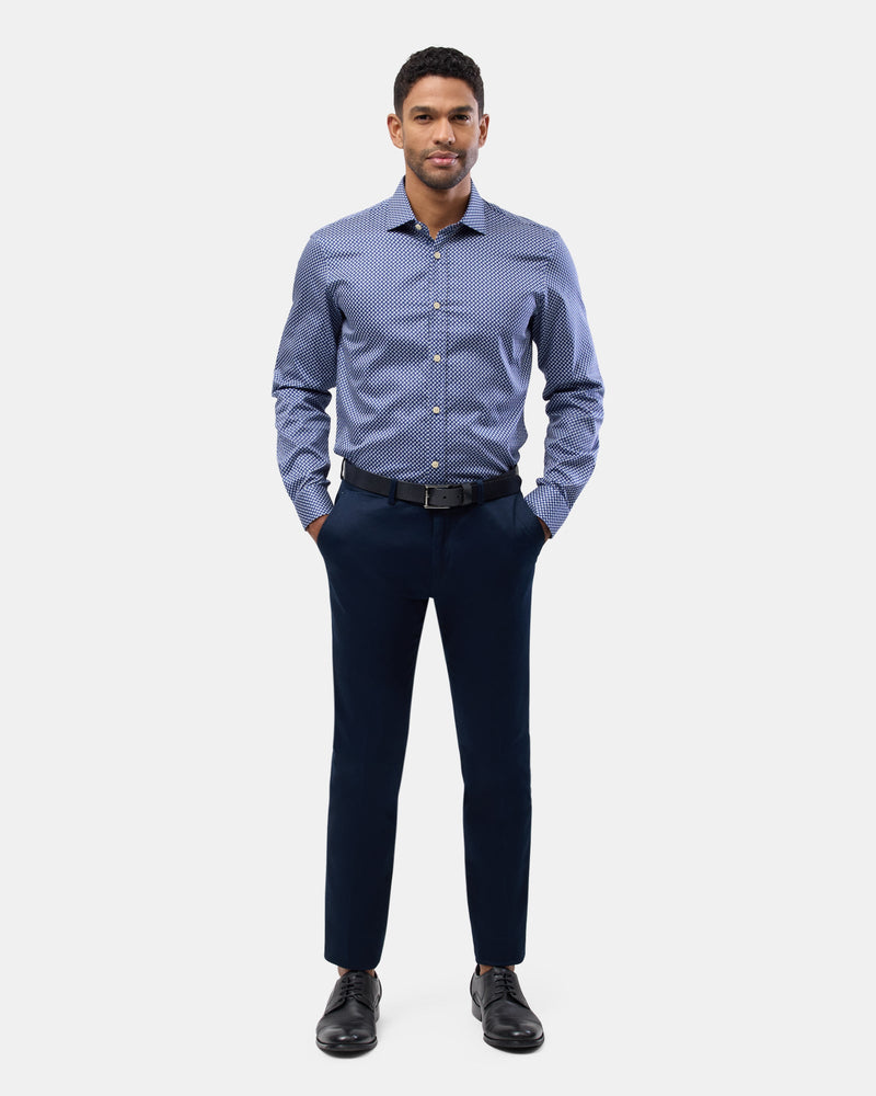 Brooksfield slim fit luxe business shirt in navy 3