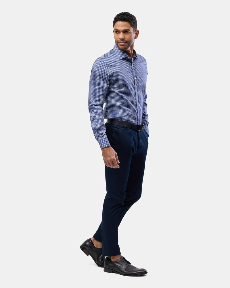 Brooksfield slim fit luxe business shirt in navy 3