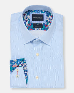 Brooksfield slim fit luxe business shirt in light blue