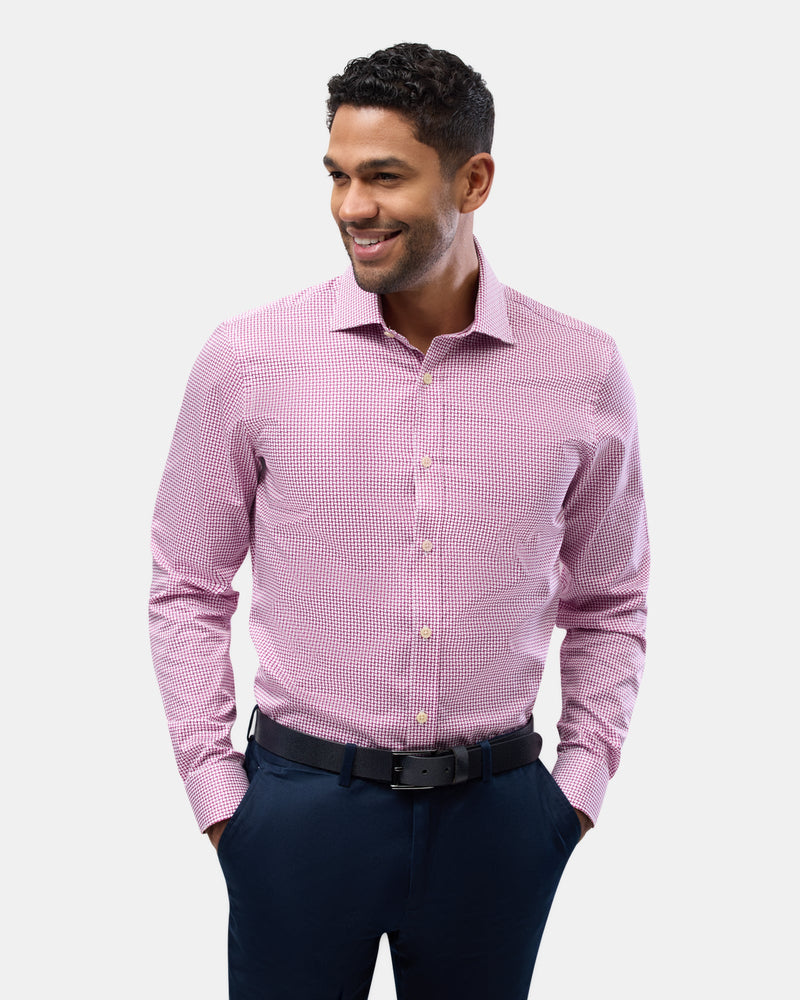 Brooksfield slim fit luxe business shirt in dark pink