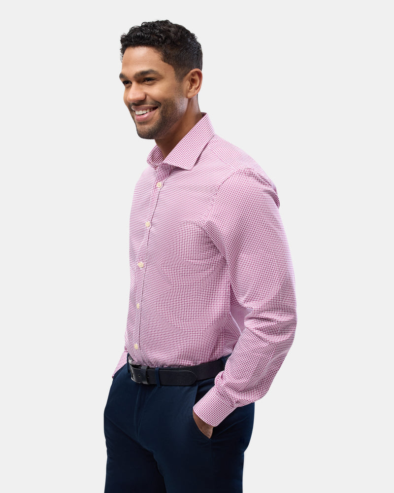 Brooksfield slim fit luxe business shirt in dark pink