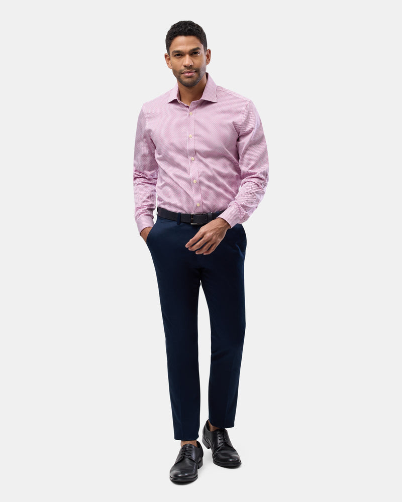 Brooksfield slim fit luxe business shirt in dark pink