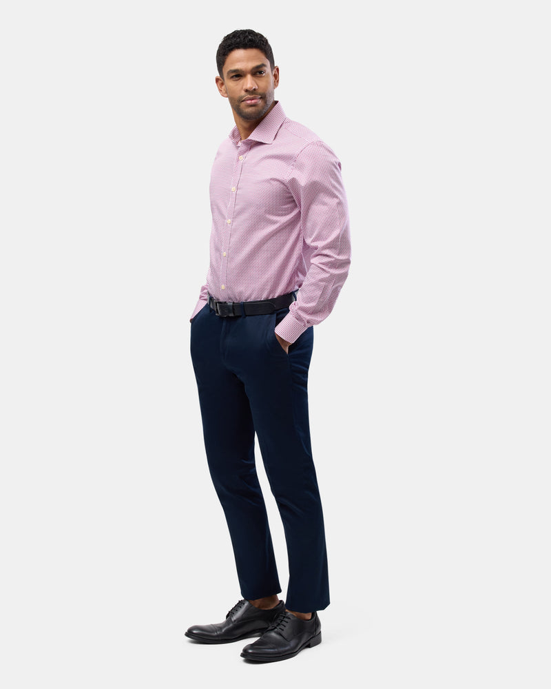 Brooksfield slim fit luxe business shirt in dark pink