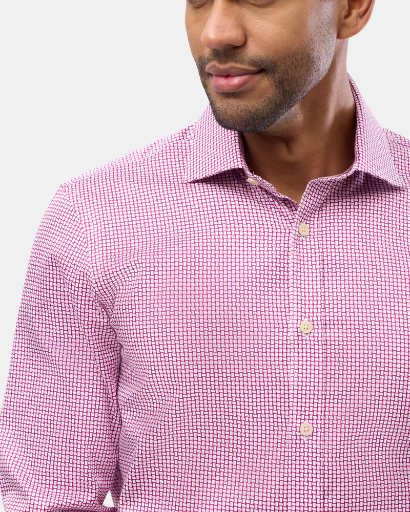 Brooksfield slim fit luxe business shirt in dark pink