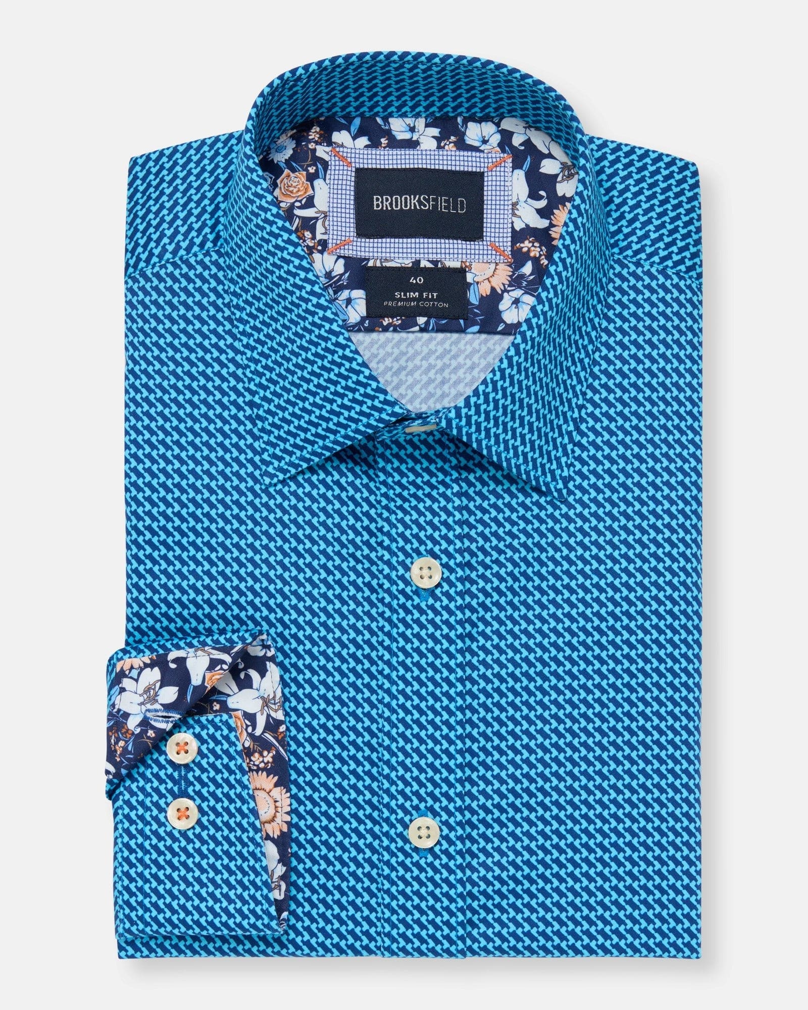 Brooksfield slim fit luxe business shirt in bright blue