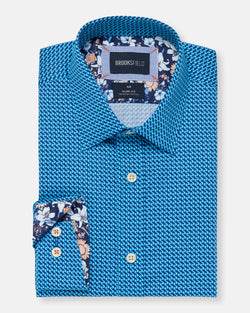 Brooksfield slim fit luxe business shirt in bright blue