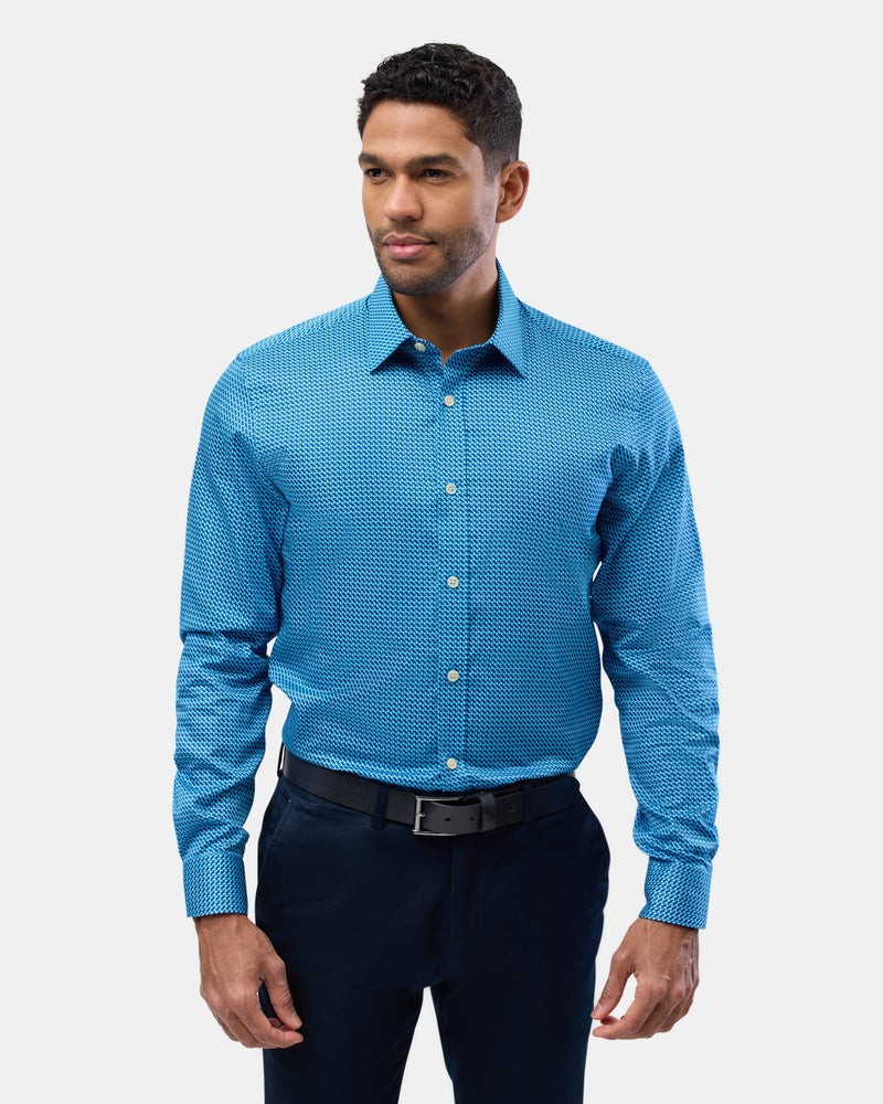 Brooksfield slim fit luxe business shirt in bright blue