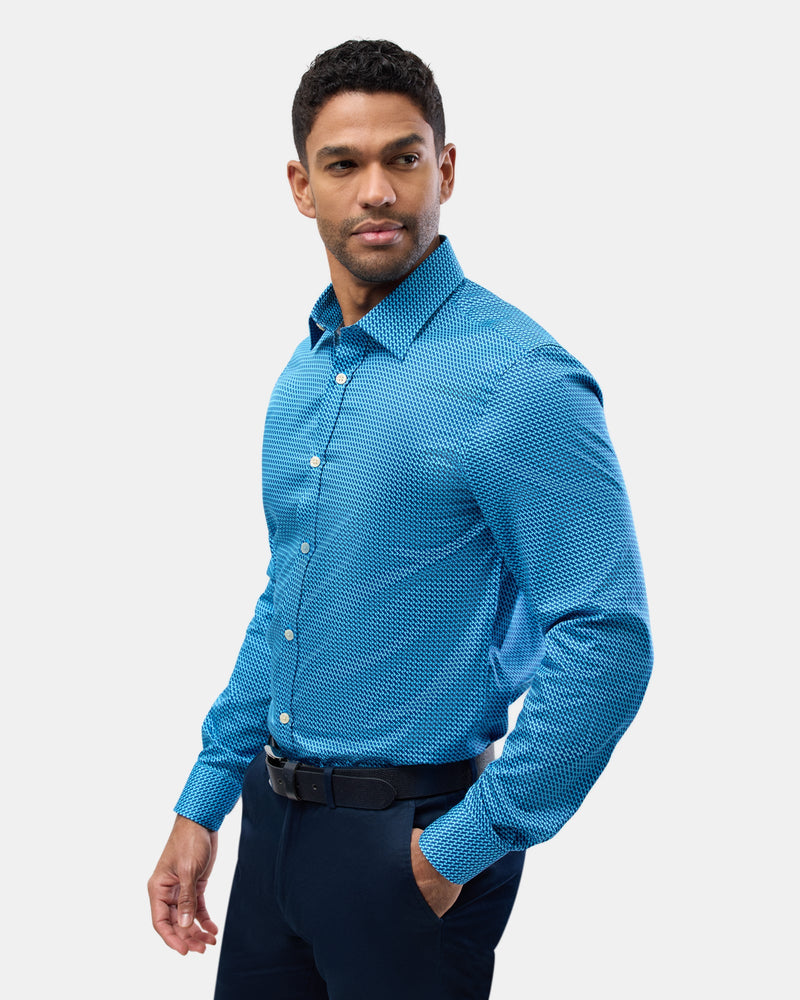 Brooksfield slim fit luxe business shirt in bright blue