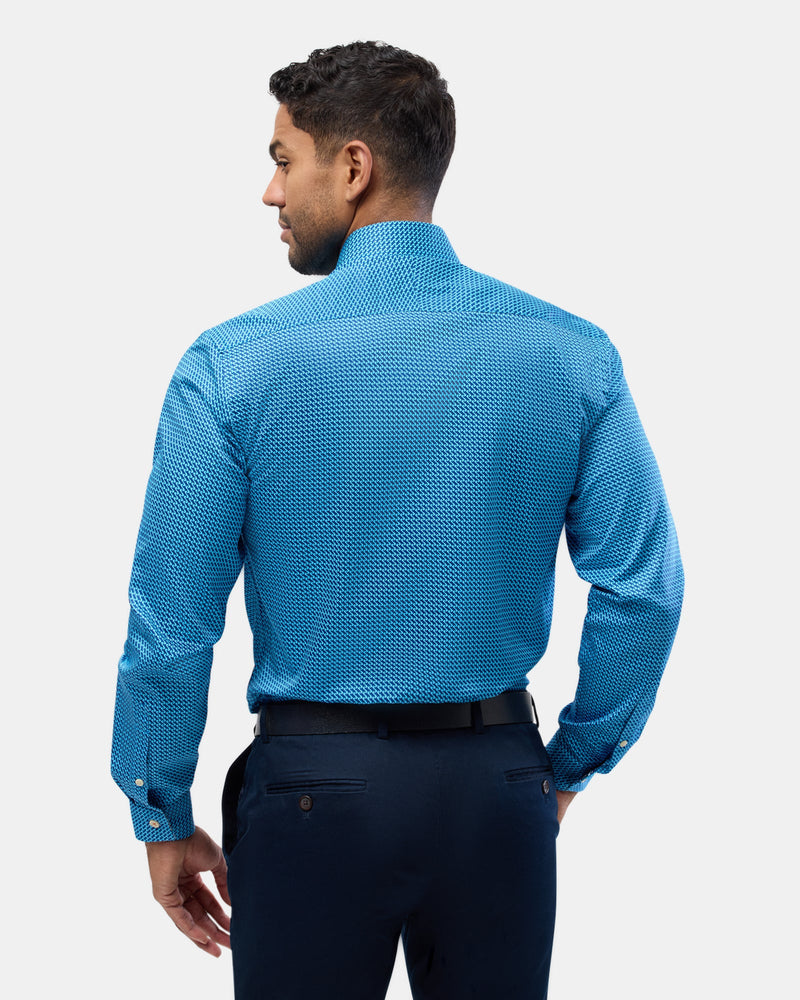 Brooksfield slim fit luxe business shirt in bright blue