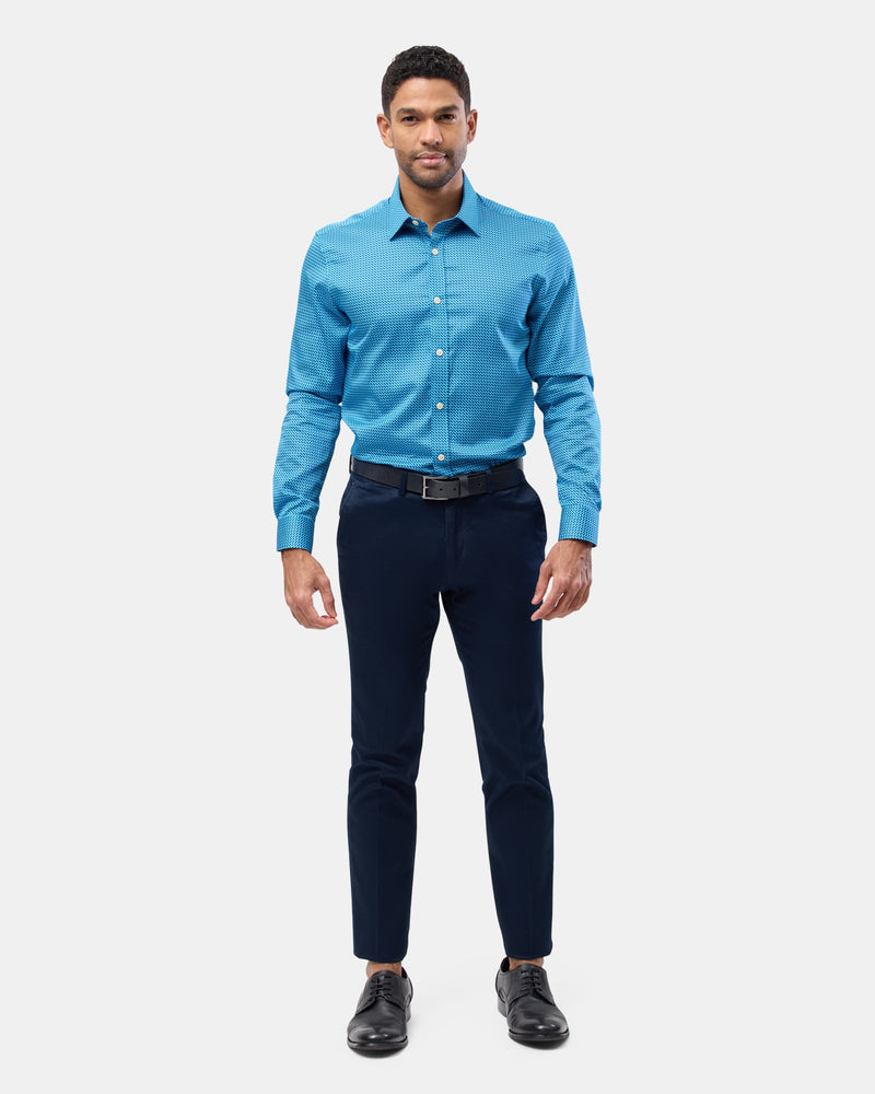 Brooksfield slim fit luxe business shirt in bright blue