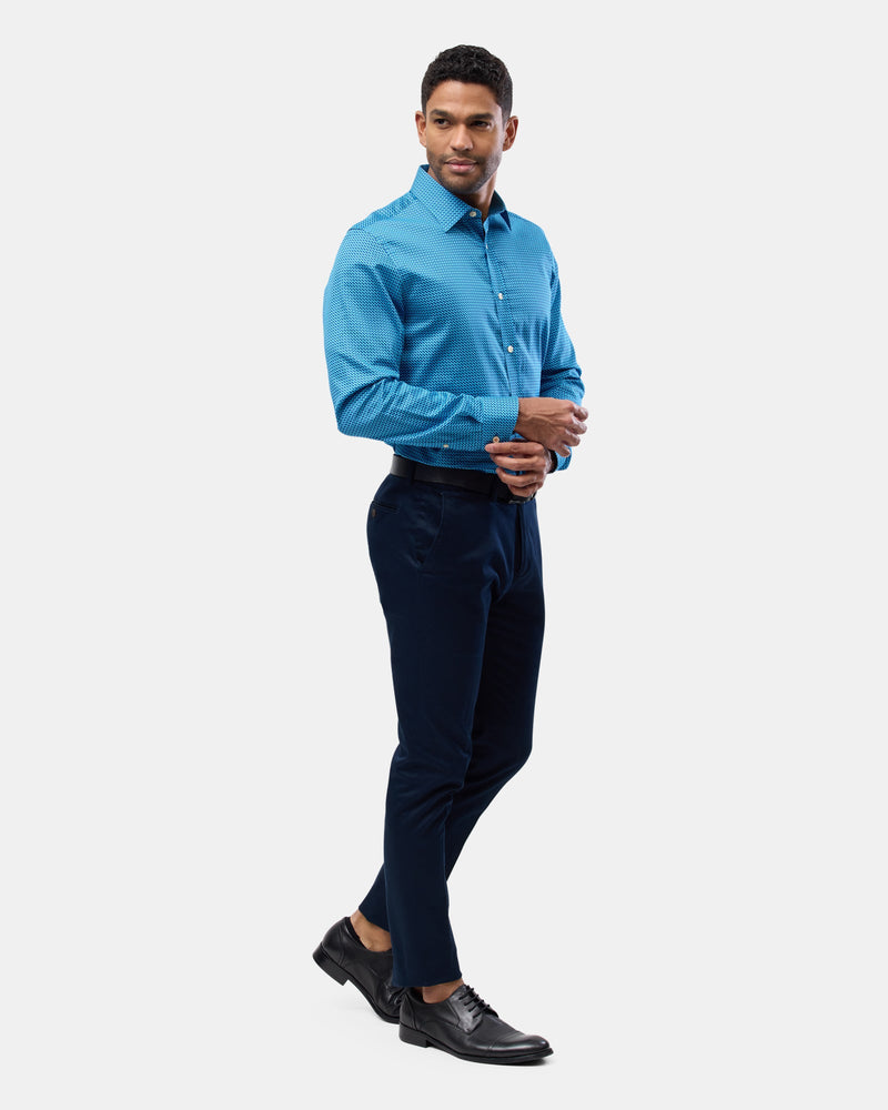 Brooksfield slim fit luxe business shirt in bright blue