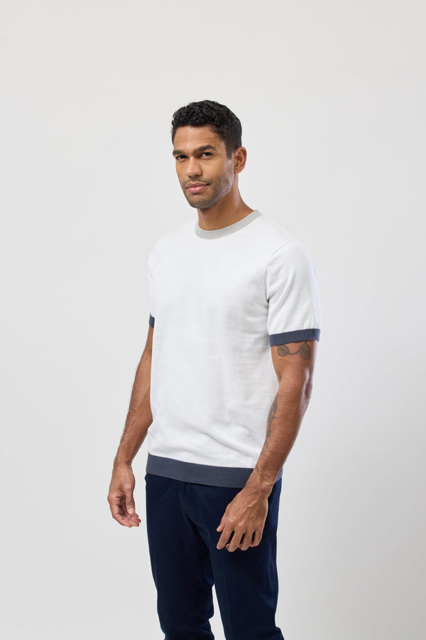 Styling the Brooksfield Mens Cotton Crew Neck Knitted Tee in White