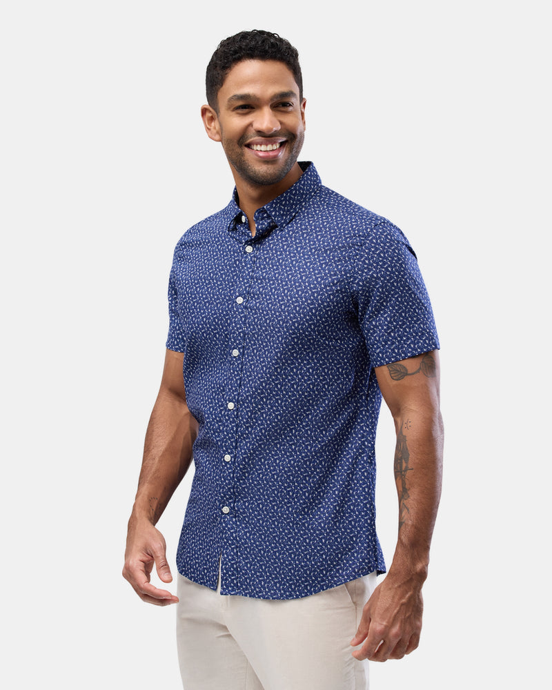 Brooksfield short sleeve casual shirt in navy print