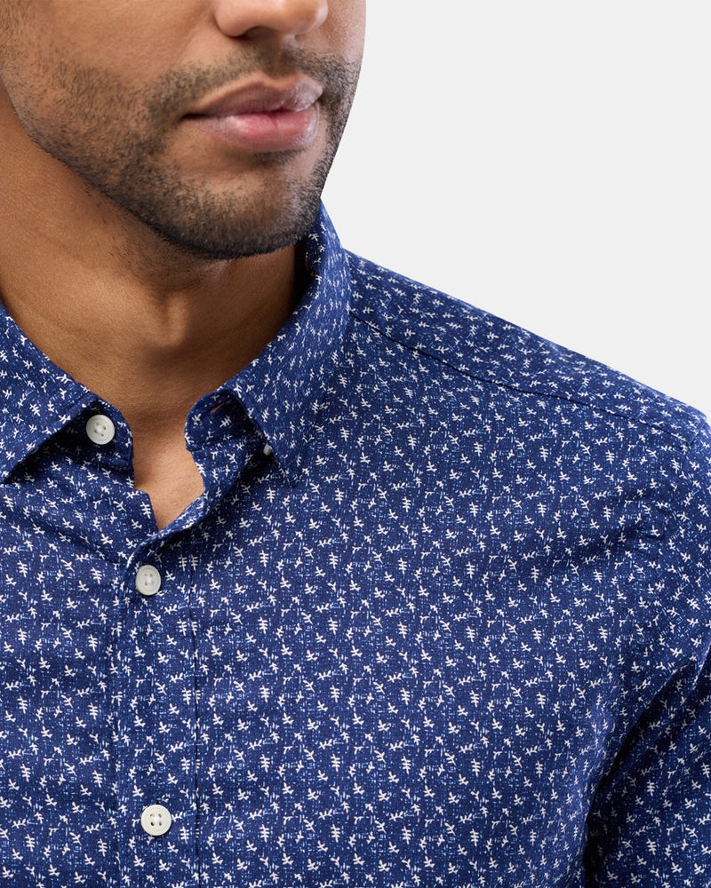 Brooksfield short sleeve casual shirt in navy print