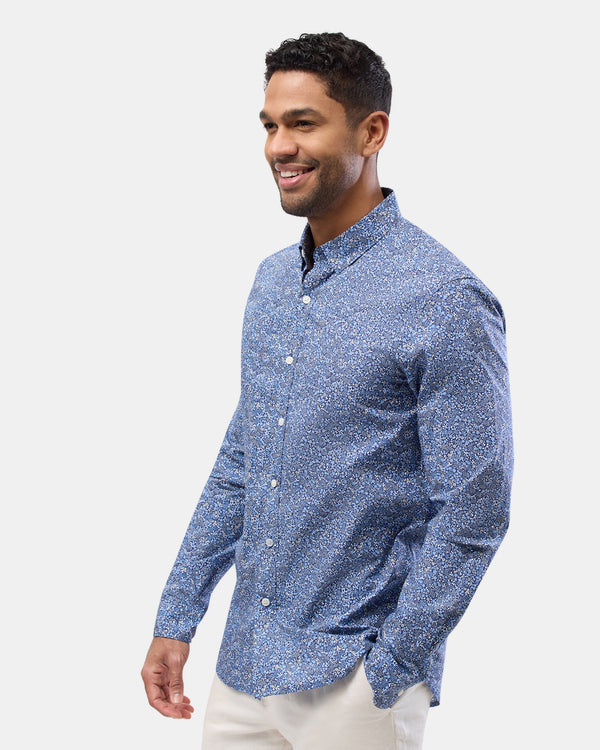 Brooksfield long sleeve casual shirt in blue floral