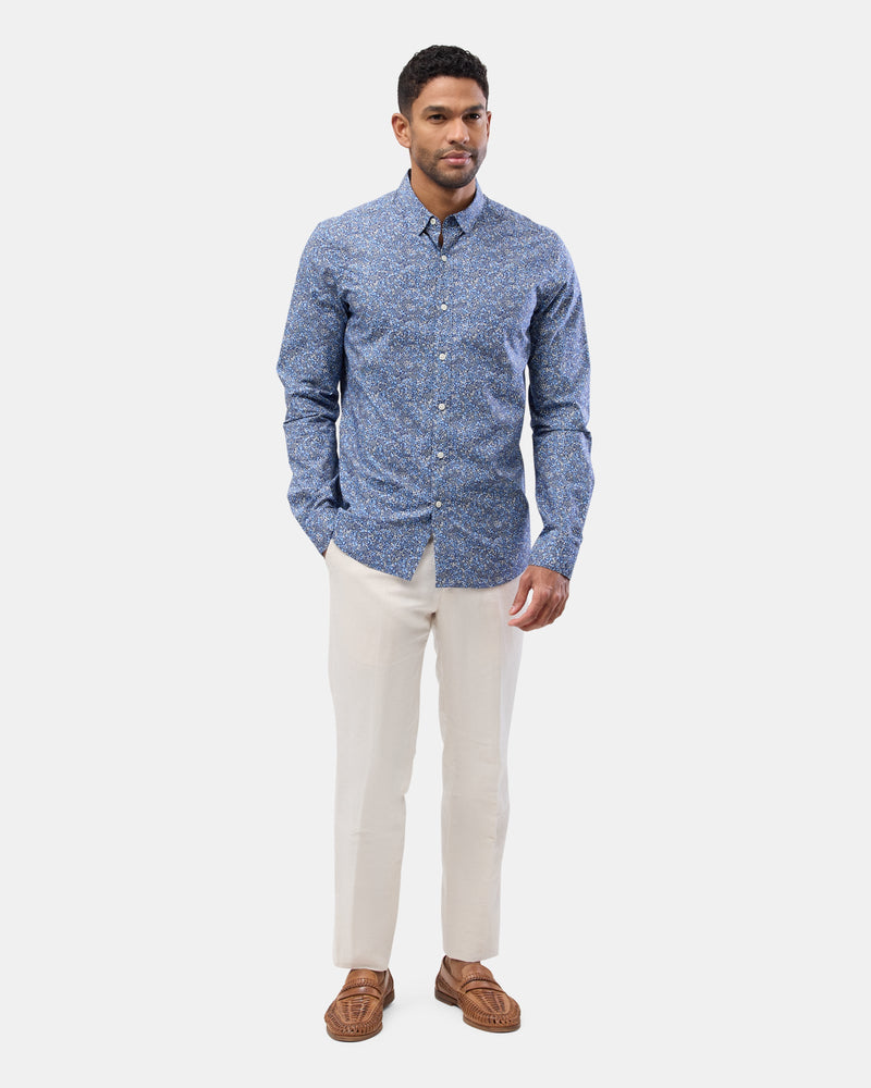 Brooksfield long sleeve casual shirt in blue floral