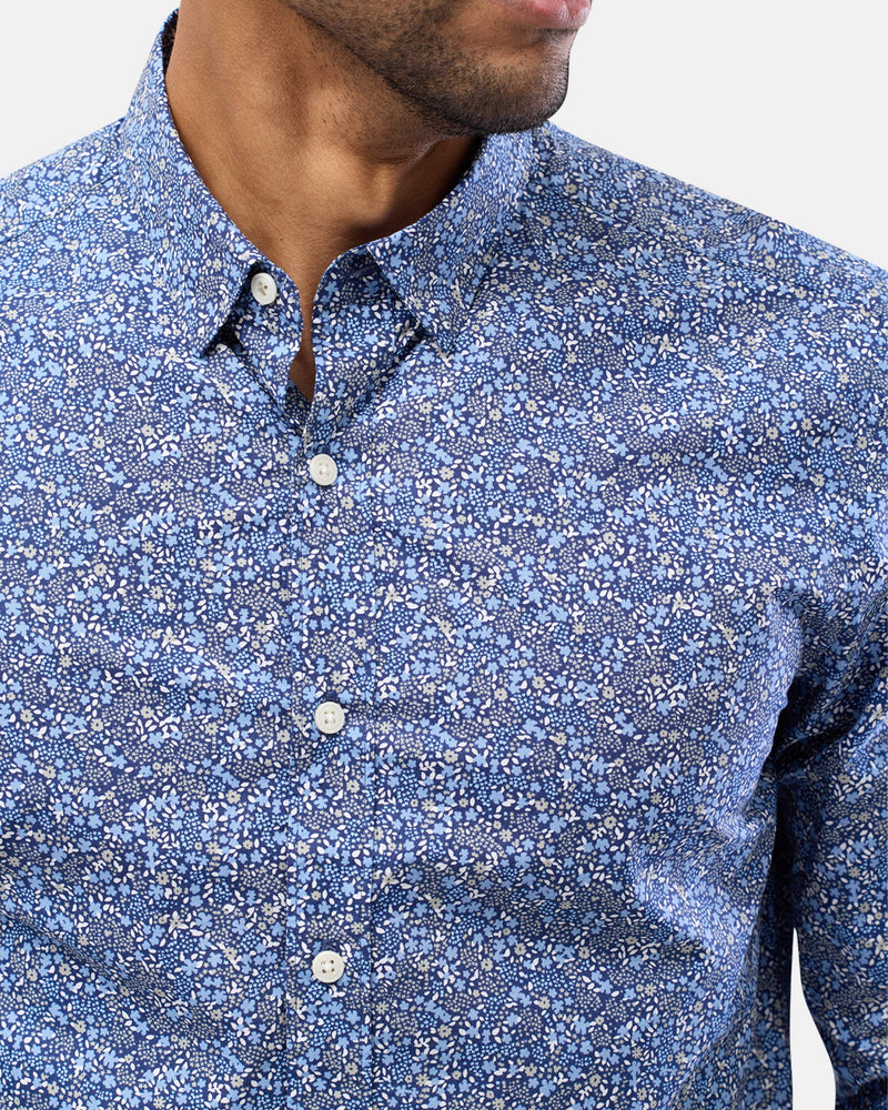 Brooksfield long sleeve casual shirt in blue floral