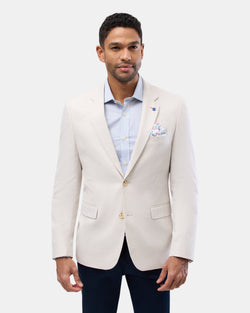 Brooksfield mens textured blazer in sand linen blend