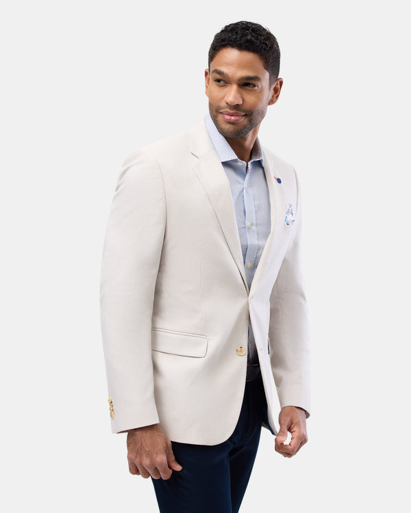 Brooksfield mens textured blazer in sand linen blend