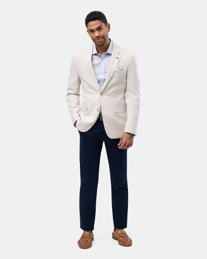 Brooksfield mens textured blazer in sand linen blend