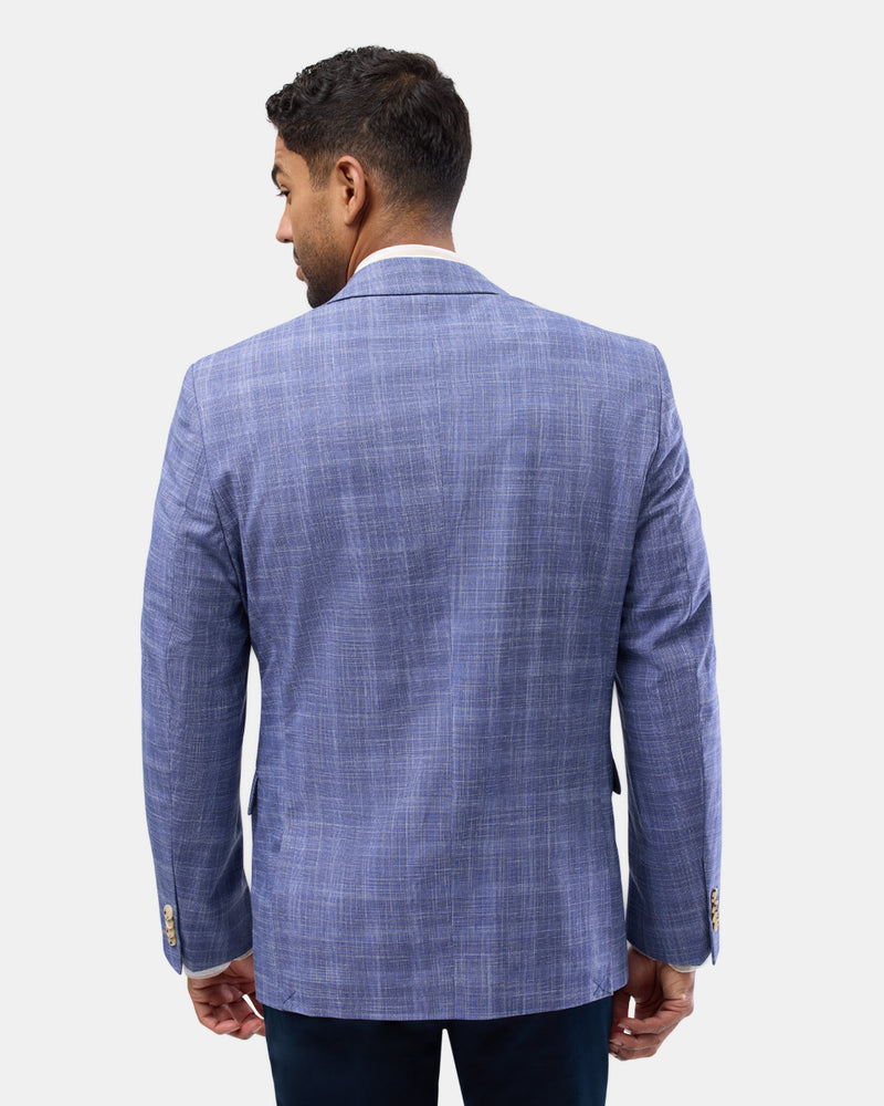 Back view of the Brooksfield Mens Subtle Checked Sports Jacket in Blue