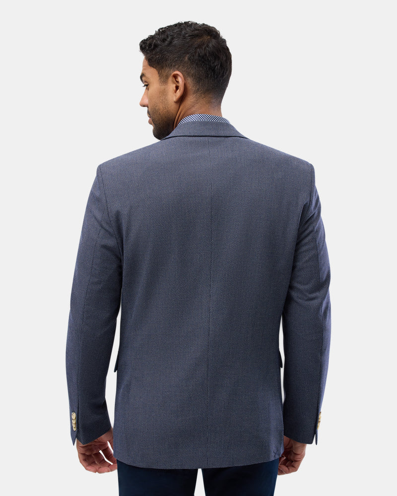 Back view of the Brooksfield Mens Textured Yarn Dye Sports Jacket in Navy