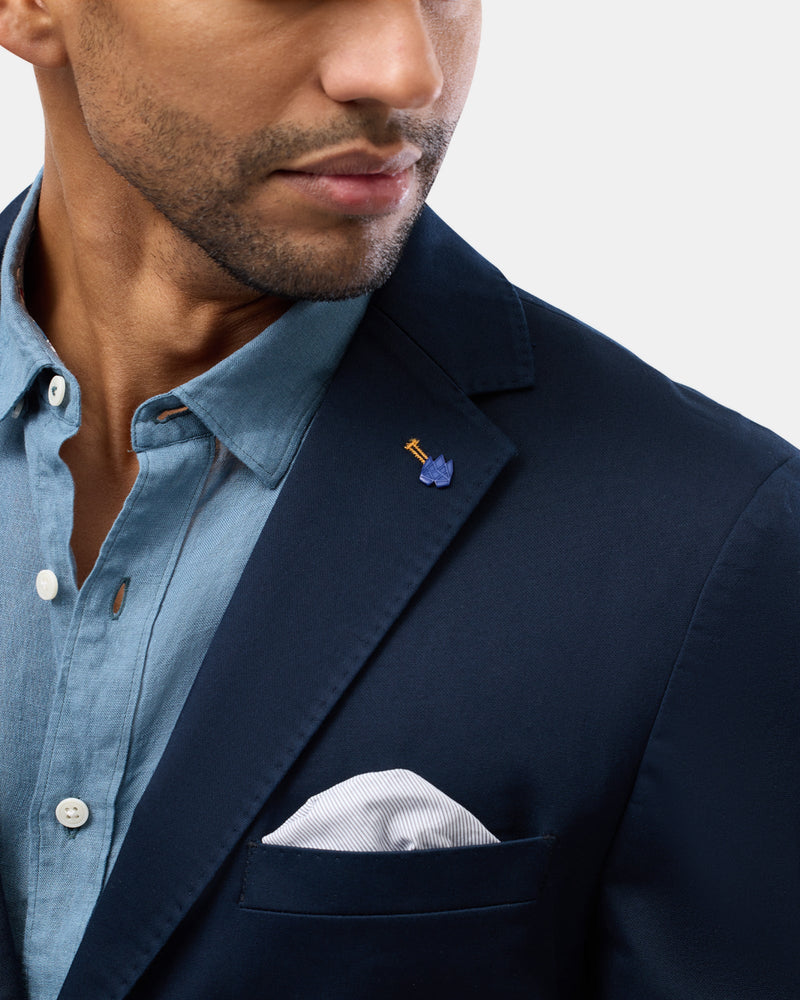 Button details of the Brooksfield Mens Unstructured Sports Jacket in Navy